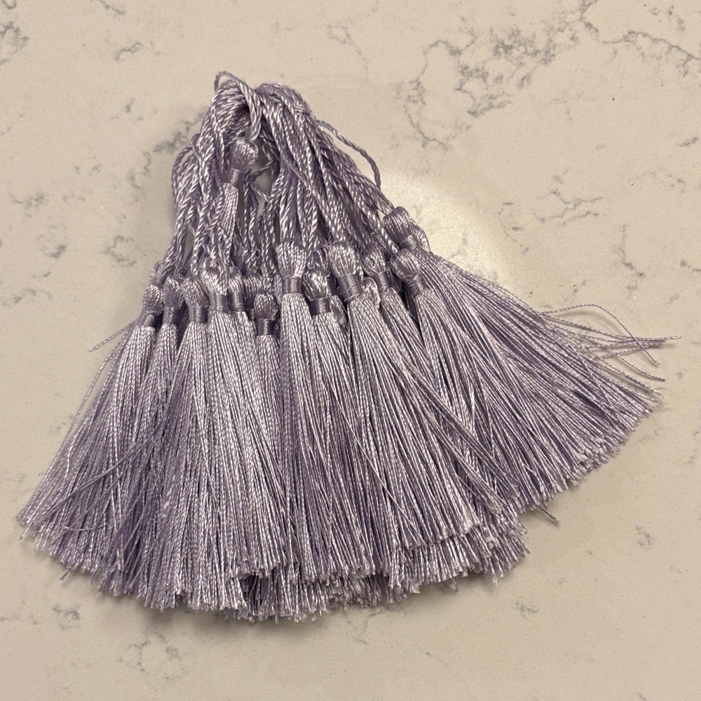 50pc Lavender Bookmark Tassels 5” Silky Floss w/ Knot DIY Craft Jewelry